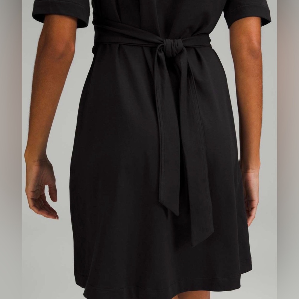 🍋Lululemon Cotton Wrap Front T-Shirt Dress Size 4 Black Soft Pima Cotton in EUC! - Picture 6 of 12